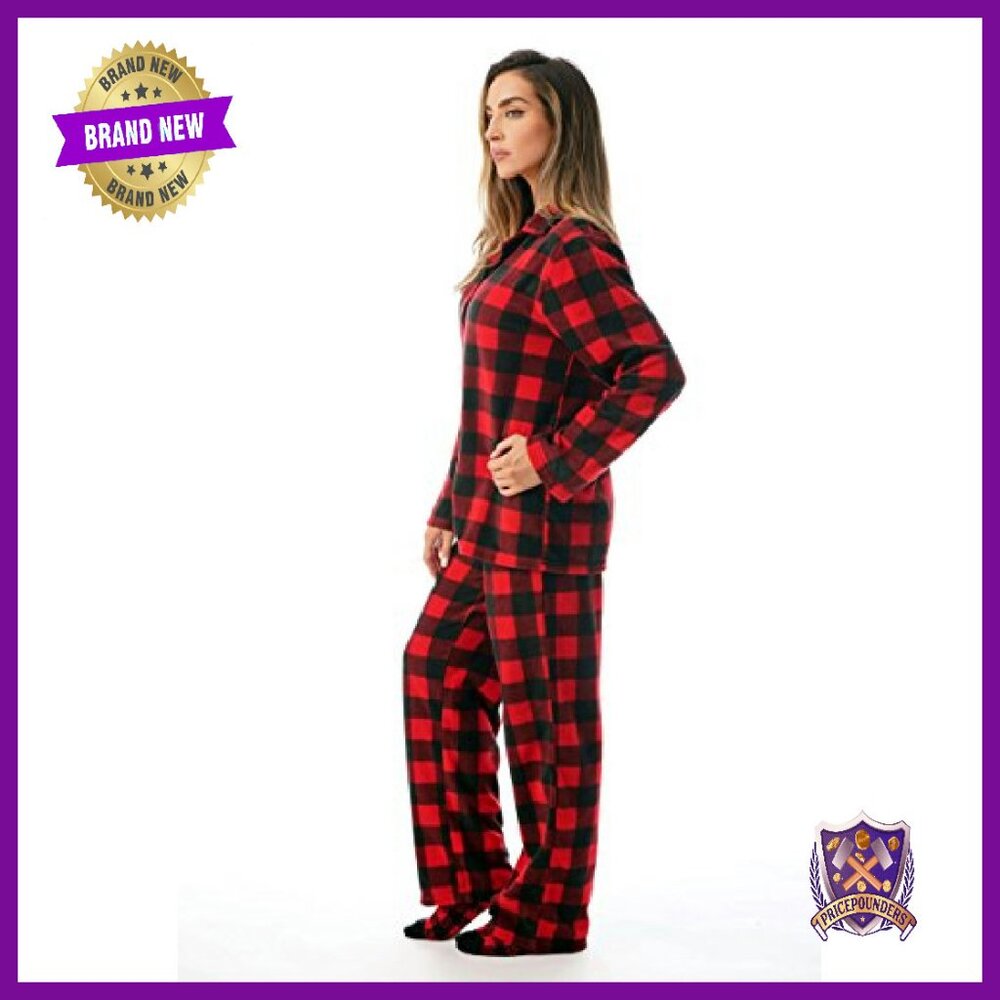 Microfleece Button Front Pajama Set With Socks - … - image 3